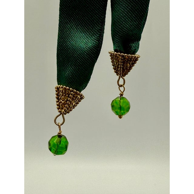 Monet Monet Rare Sash Belt Green Rhinestone Satin Signed 1990s For Sale - Image 4 of 8