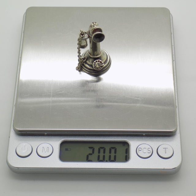 Silver Vintage Italian Handmade Silver Telephone Miniature, 1970s For Sale - Image 8 of 11