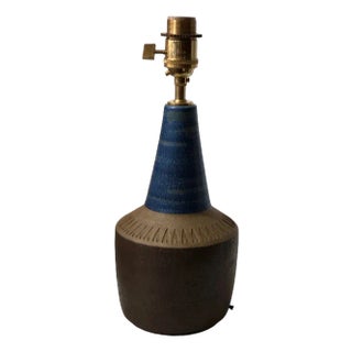 Danish Modern Blue and Brown Ceramic Table Lamp from Søholm, 1970s For Sale