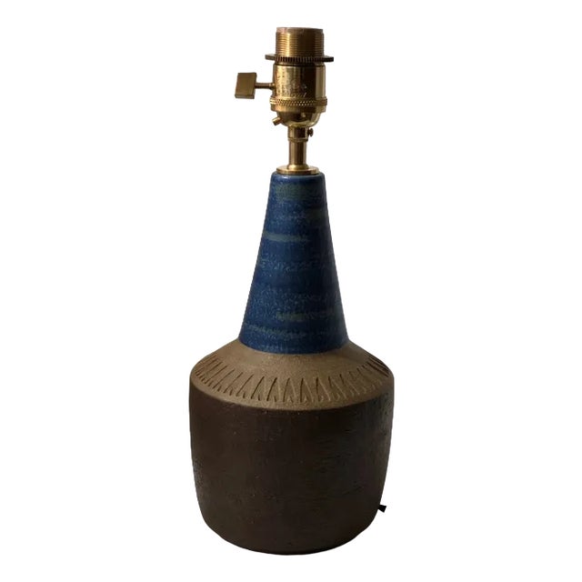 Danish Modern Blue and Brown Ceramic Table Lamp from Søholm, 1970s For Sale