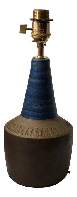 Danish Modern Blue and Brown Ceramic Table Lamp from Søholm, 1970s