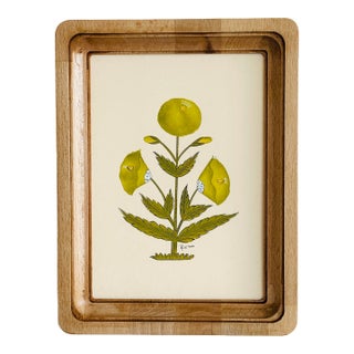 Hand-Painted Jaipuri Green Floral Motif Painting. Framed For Sale