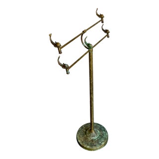 Vintage Coastal Patinated Brass Koi Towel Bar For Sale