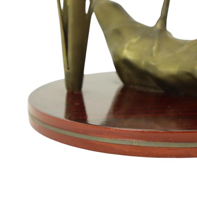 Hollywood Regency Brass Heron Statue on Wooden Base, 1970s For Sale - Image 9 of 16