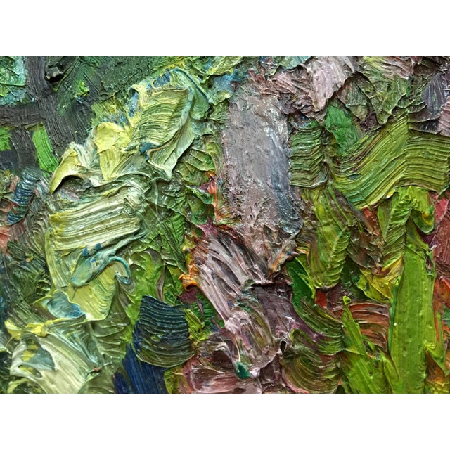 1980s Abstract Oil Painting Green Garden Dupliy Sergey Alexandrov For Sale - Image 6 of 8