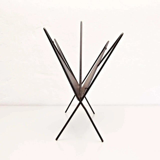 Mathieu Matégot Mid-Century Modern Black Metal Magazine Holder by Mathieu Matégot, 1950s For Sale - Image 4 of 8