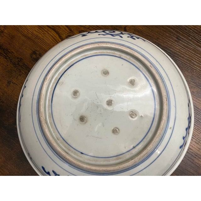 Ceramic Late Edo Japanese Arita Blue & White Porcelain Charger, Hand-Painted Landscape, Circa 1820–1850 For Sale - Image 7 of 12