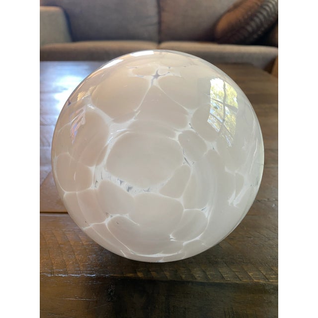 Abstract Expressionism Vintage Hand-Blown White Art Glass Vase, Christmas Snow Fall Look Possibly Murano For Sale - Image 3 of 5