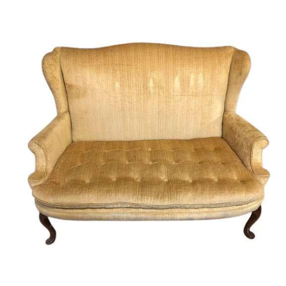 Century George II Maple & Gold Settee on Four Carved Cabriole Legs For Sale