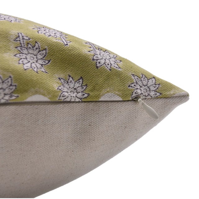 Art Deco Fabdivine Artisan Block Print Throw Pillow Cover 14x20 Inch Duck Canvas- Jasmine For Sale - Image 3 of 4