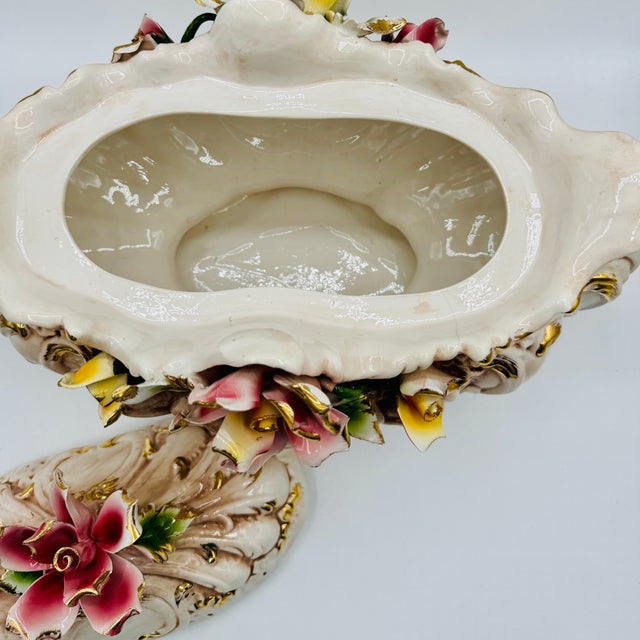 Vintage Italian Capodimonte Porcelain Tureen or Serving Dish Centerpiece W/Roses For Sale - Image 17 of 18