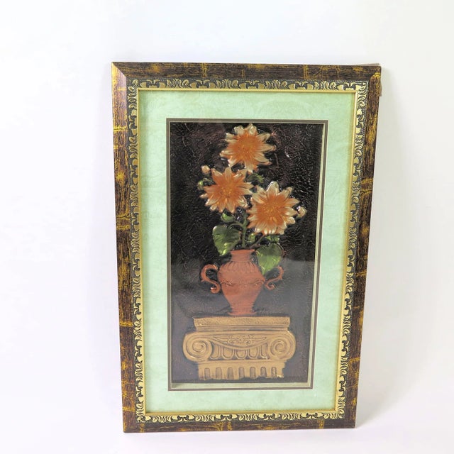 1970s 1970s Pressed Copper Flower Art, Framed For Sale - Image 5 of 5
