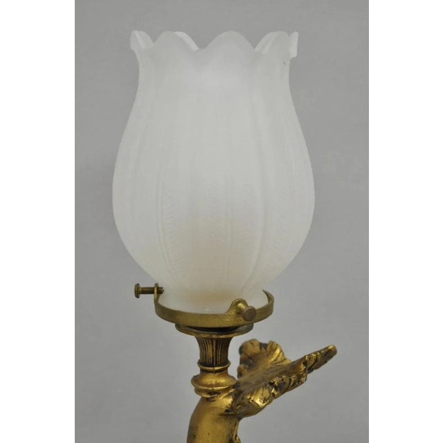 Antique French Art Nouveau Small Gold Gilt Metal Figural Dolphin Table Lamp For Sale In Philadelphia - Image 6 of 11