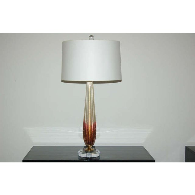 Vintage Murano Glass Lamps Cranberry & Cream For Sale In Atlanta - Image 6 of 9