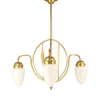 Art Deco Opal Screen Chandelier from Wiener Werkstätte, 1920s For Sale