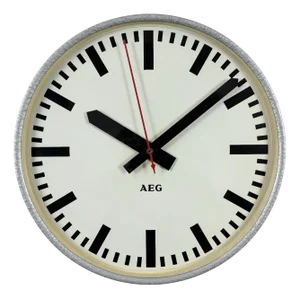 Industrial German Grey Electric Station Wall Clock from Aeg, 1960s