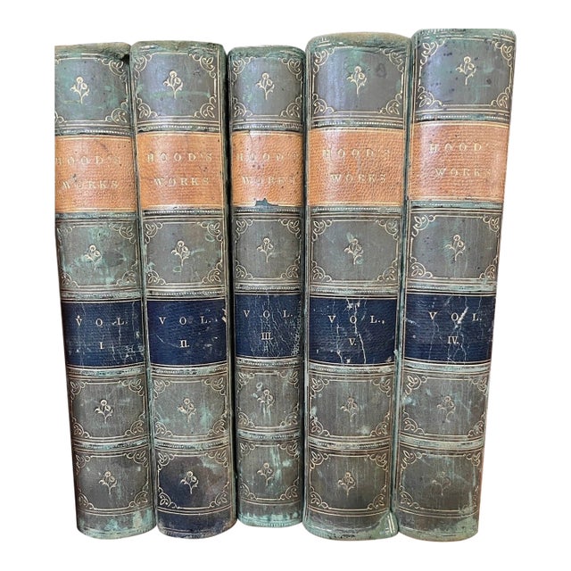 Antique 1869-1870 Victorian Library Set: The Works of Thomas Hood (5 Volumes) For Sale