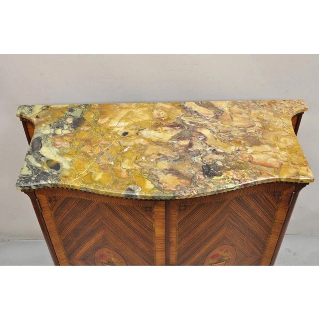 Antique French Louis XV Marble Top Demilune Dresser Commode Cabinet W/ 5 Drawers For Sale - Image 4 of 13