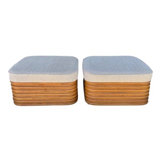 Paul Frankl Style Bamboo Ottomans - a Pair For Sale