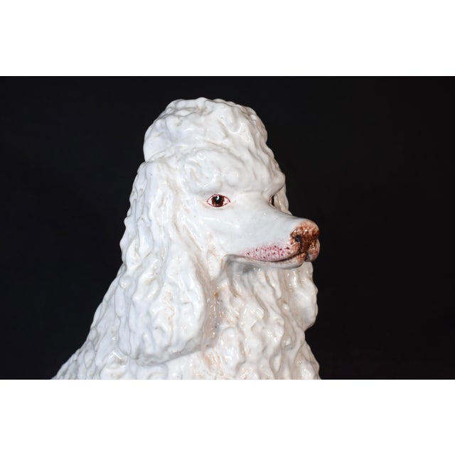 Vintage Regency White Glazed Ceramic Sitting Poodle, Italy 1960's For Sale - Image 11 of 17