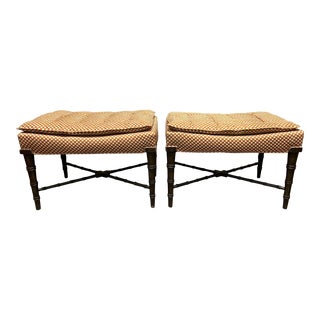 Vintage Ottomans With Original Silk Upholstery - a Pair For Sale