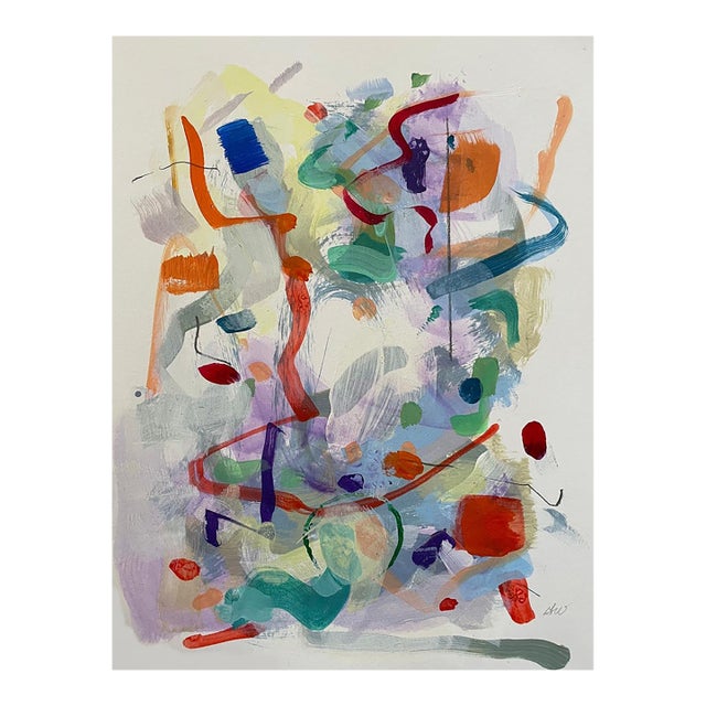 Contemporary Abstract Acrylic and Mixed Media on Paper "Duet (P)" by Gina Werfel For Sale