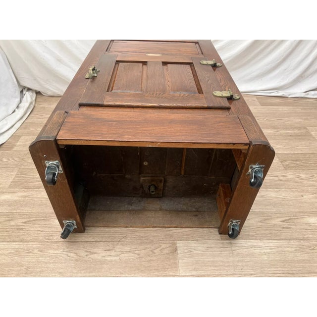 Antique Glacier Turquoise Ice Box Top and Bottom Storage Two Doors Ready to Use For Sale - Image 12 of 12