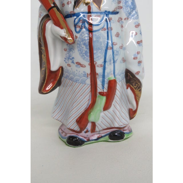 Hand Painted Chinese Porcelain Sanxing Figurine Fu Xing Holding Scroll 5048b For Sale - Image 9 of 13