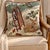 Beautiful winter woodland tapestry pillow featuring the artwork of Joseph Giordano, with a resting fawn nestled in the...