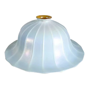 Early 20th Century American Quezal White Ribbed Bell Glass Lamp Shade