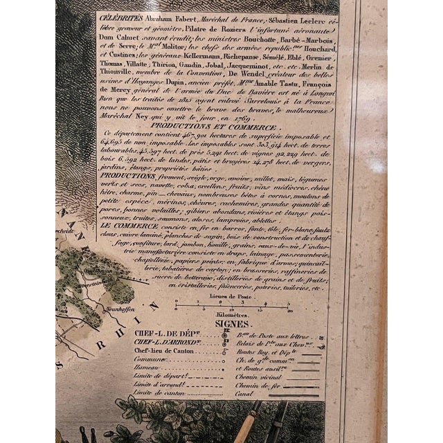 c.1850 Victor Levasseur Hand-Colored Map Dept De La Moselle Antique Framed For Sale - Image 4 of 12