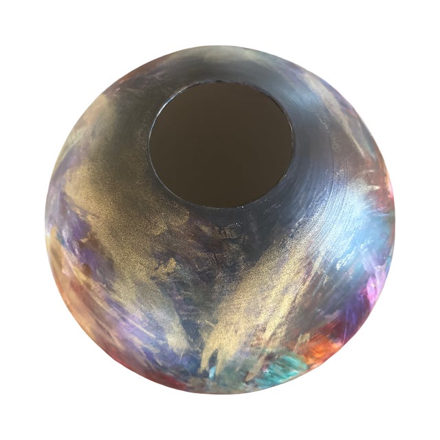 Large Byron & Alyse Sanders Signed Studio Art Pottery Globe-Form Vessel, 1980s For Sale - Image 12 of 17
