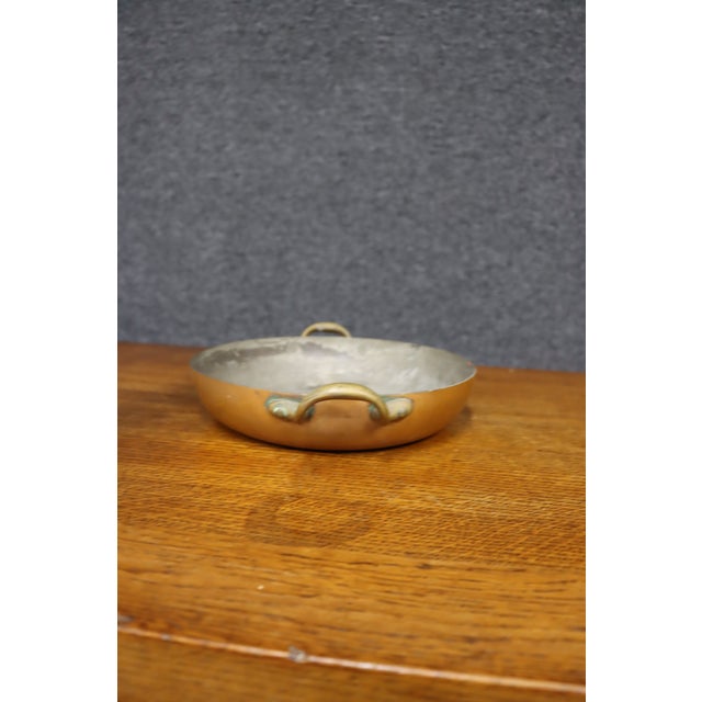 French Antique Copper Gratin / Sauté Pan With Brass Handles For Sale - Image 3 of 14