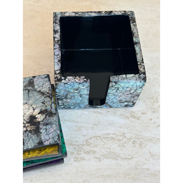 Silver Rainbow Mother of Pearl Coasters, Set of 6 by Ladorada For Sale - Image 8 of 8