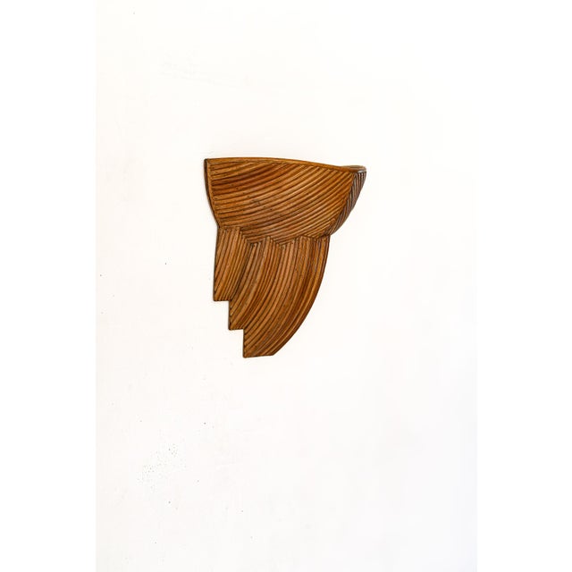 Mid-Century Modern Handcrafted 'Barbara' Half-Dome Rattan Pencil Reed Wall Sconce Bent Rattan Art Deco Wall Light For Sale - Image 3 of 12