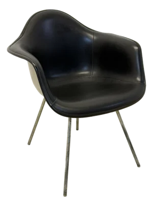 Herman Miller Black Naugahyde Arm Chair by Charles and Ray Eames, 1950