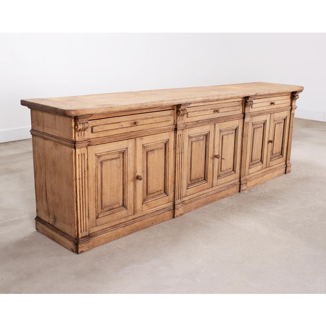 Country French Provincial Bleached Oak Enfilade Sideboard 8 Ft For Sale - Image 4 of 18