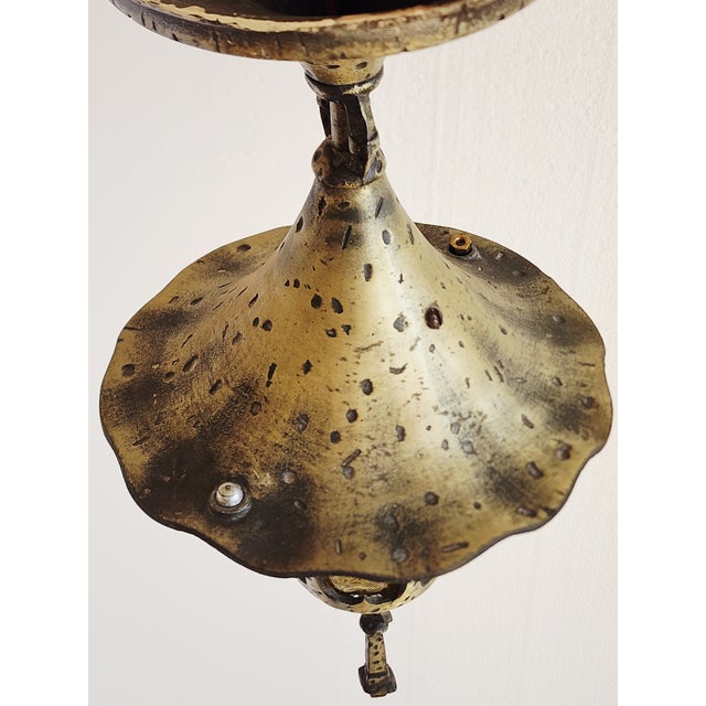 Antique 1920's Lincoln Lighting Pendant Light With Amber Art Glass For Sale - Image 10 of 11