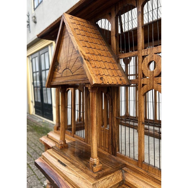 Large Wooden Bird Cage on Stand, 1900s For Sale - Image 10 of 18