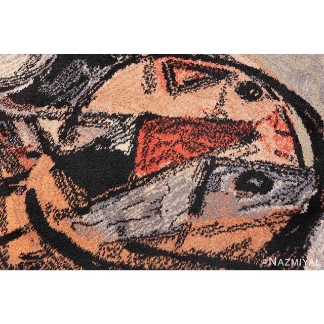 Abstractly Breathtaking Vintage Artistic Corneille Based Scandinavian Area Rug, Rug Origin and Type: Scandinavia Made Rug,...