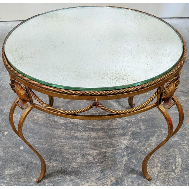 Mid-Century Modern Vintage Italian Mid-Century Modern Gilt Metal & Mirror Top Round Coffee Table For Sale - Image 3 of 11