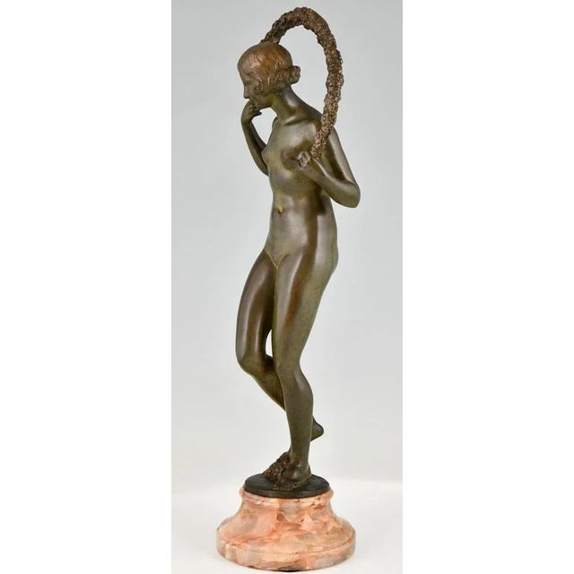 Joe Descomps Cormier, Art Deco Nude with Garland, 1925, Bronze For Sale - Image 9 of 13