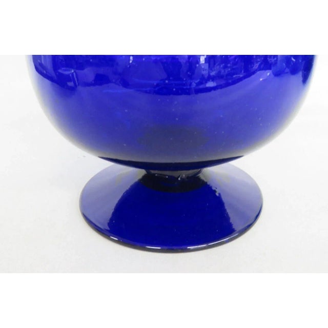 Cobalt Blue Glass Footed Brandy Snifter With Pourer Spout For Sale - Image 11 of 13