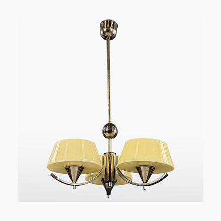 Art Deco Chrome Chandelier with Glass Shades, 1930s For Sale - Image 9 of 9