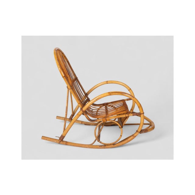 Vintage Rocking Chair in Curved Bamboo with Vertical Slat Weave For Sale - Image 4 of 10