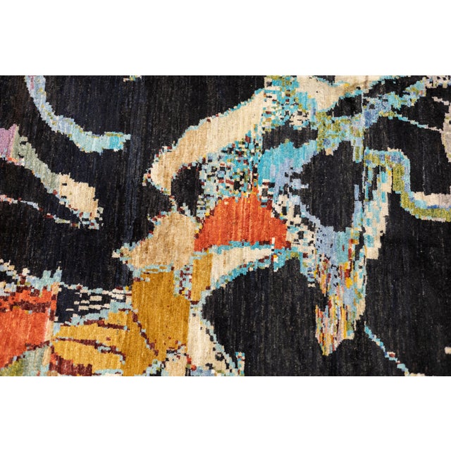 Black Fine Contemporary Wool Rug 5'6" X 7'7'' For Sale - Image 8 of 9