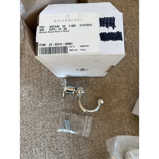 Traditional Waterworks Towel Hooks in Nickel For Sale - Image 3 of 3