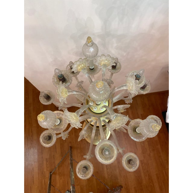Transparent Vintage Murano Glass Floor Lamp With Transparent and Honey "Ballotton" Worked Elements For Sale - Image 8 of 10