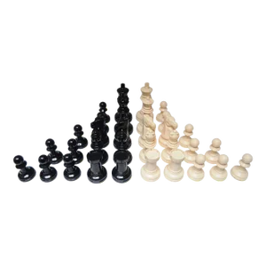 Complete Set of Vintage Oversized Chess Pieces in Black and Cream Plastic