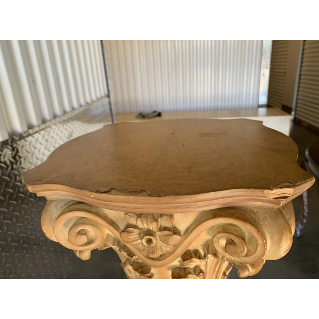 Vintage Karges Carved Wood Paint Decorated, Corinthian Pedestal /Column For Sale - Image 11 of 12